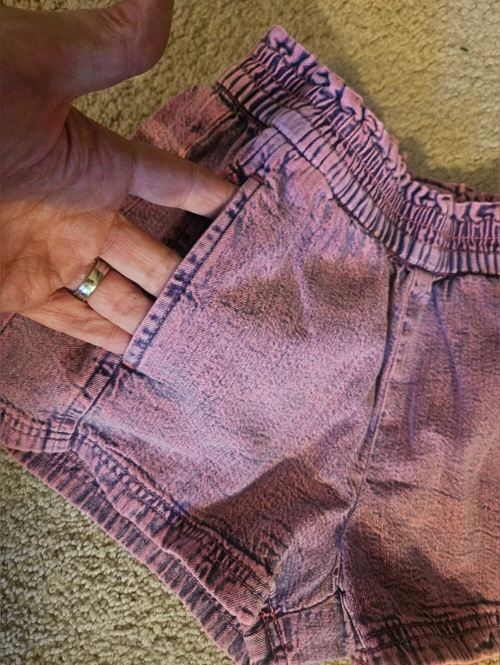 Gap Kids Girls Pink Acid Wash Denim Easy Shorts Pull-On Elastic Waist Size Med/8